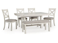 Robbinsdale Antique White Dining Table w/4 Chairs & Bench