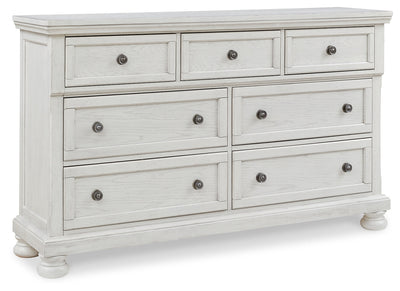 Robbinsdale Antique White Dresser, Mirror and Nightstand Set