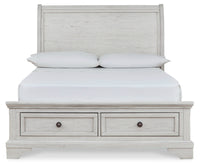 Robbinsdale Antique White Full Sleigh Storage Bed, Chest and Nightstand
