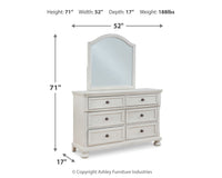 Robbinsdale Antique White Full Storage Sleigh Bedroom Set with Dresser, Mirror, Chest and Nightstand