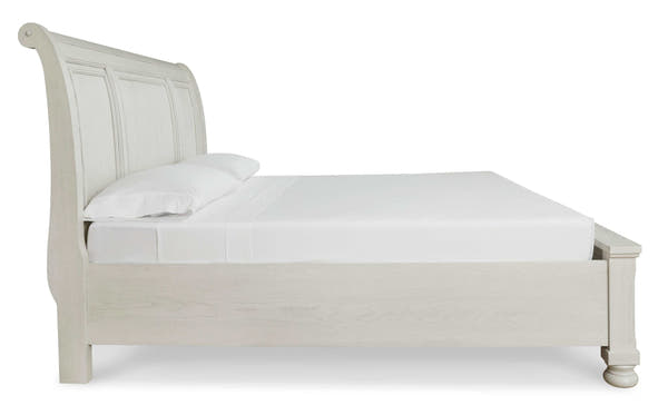 Robbinsdale Antique White King Sleigh Storage Bed