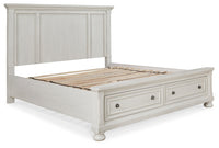 Robbinsdale Antique White King Storage Bedroom Set with 2 Nightstands