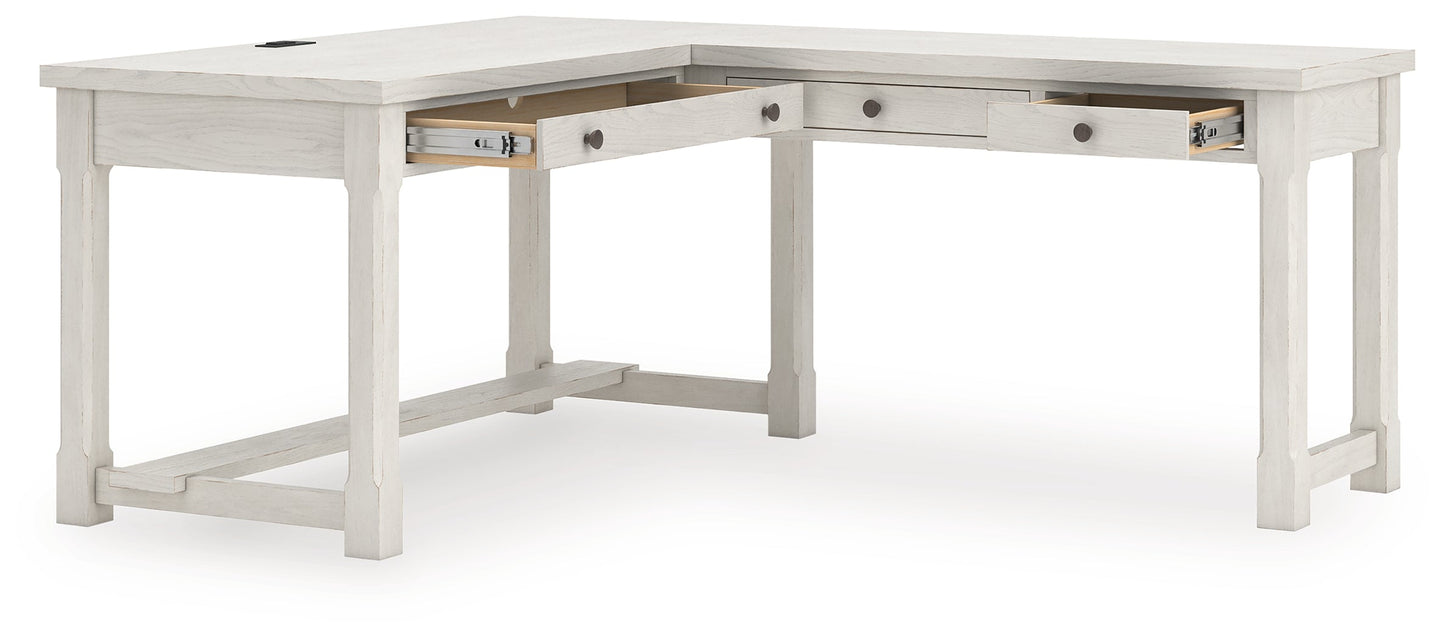 Robbinsdale Antique White L-Shaped Home Office Desk