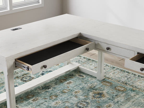 Robbinsdale Antique White L-Shaped Home Office Desk