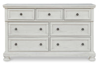 Robbinsdale Antique White Mirrored Dresser w/ 7 Drawers