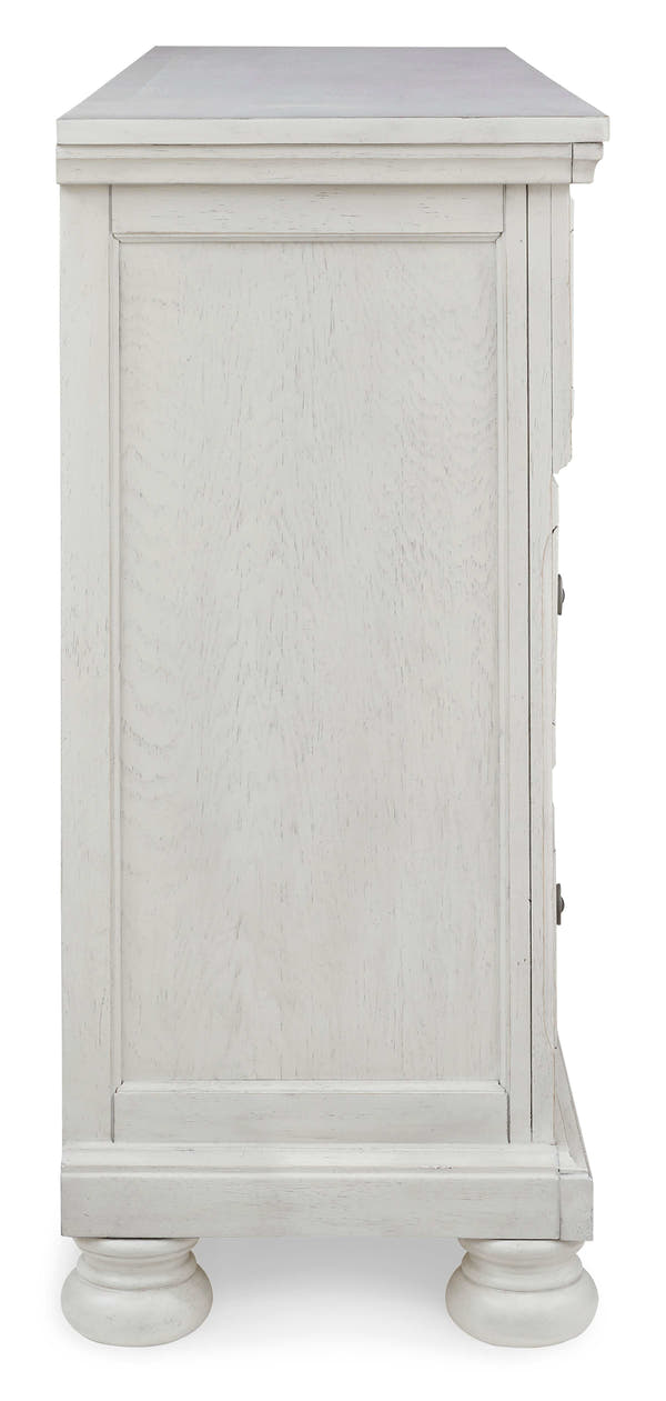 Robbinsdale Antique White Mirrored Dresser w/ 7 Drawers