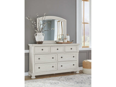 Robbinsdale Antique White Mirrored Dresser w/ 7 Drawers