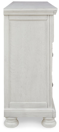 Robbinsdale Antique White Queen Panel Bed & Dresser & Chest & 2 Nightstands