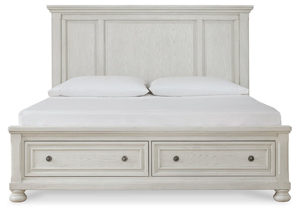 Robbinsdale Antique White Queen Panel Storage Bed