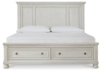 Robbinsdale Antique White Queen Panel Storage Bed