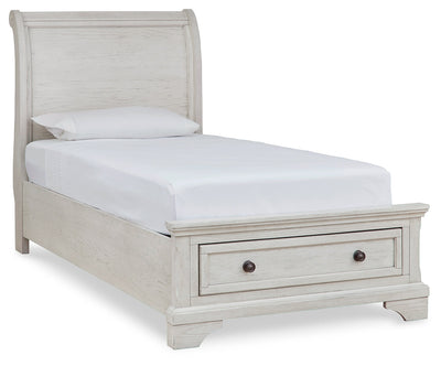 Robbinsdale Antique White Twin Sleigh Storage Youth Bed