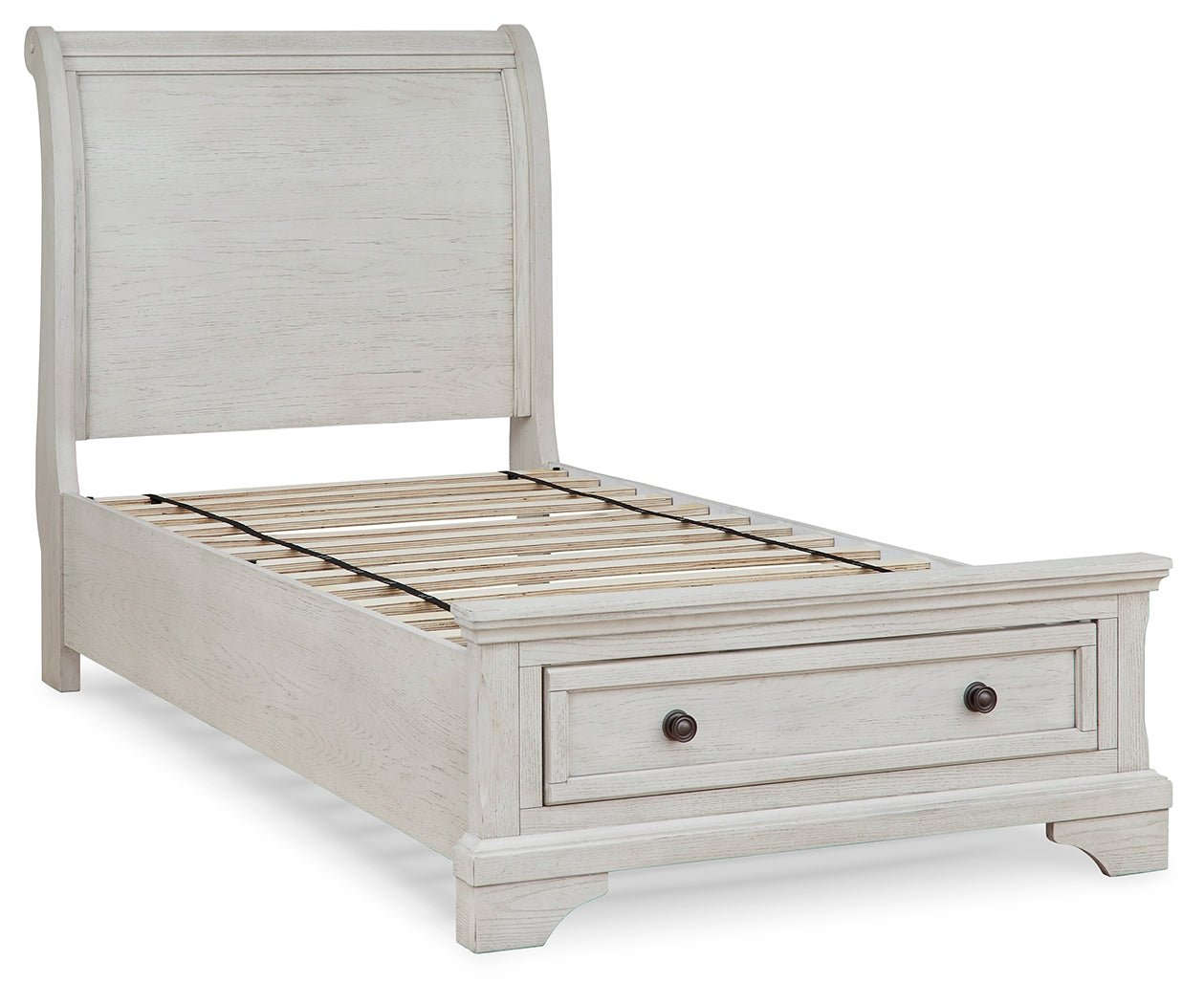 Robbinsdale Antique White Twin Sleigh Storage Youth Bed