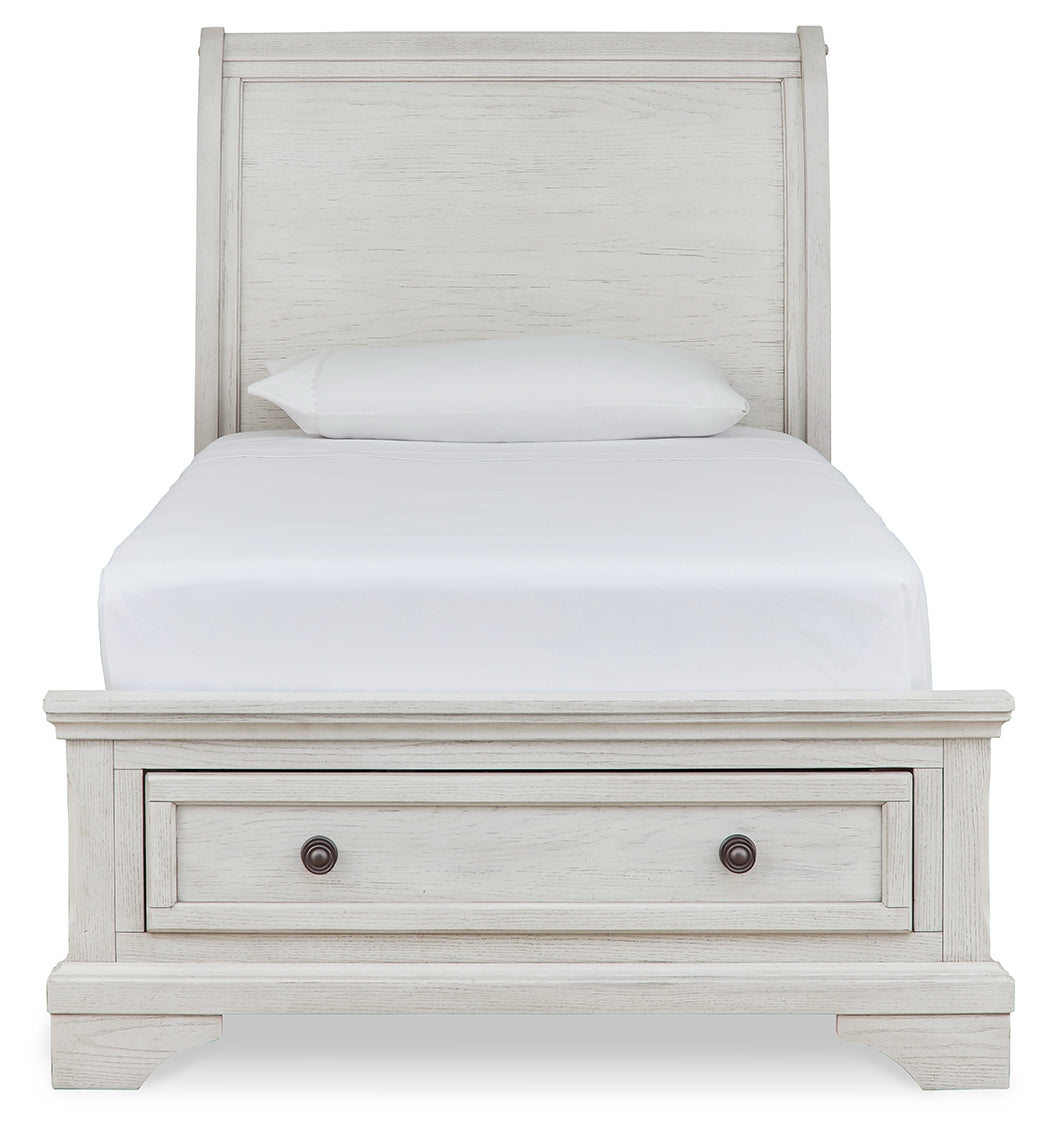 Robbinsdale Antique White Twin Sleigh Storage Youth Bed