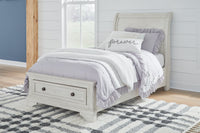 Robbinsdale Antique White Twin Storage Bedroom Set with Dresser, Mirror and Nightstand