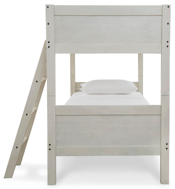 Robbinsdale Antique White Twin/Twin Bunk Bed w/ Ladder