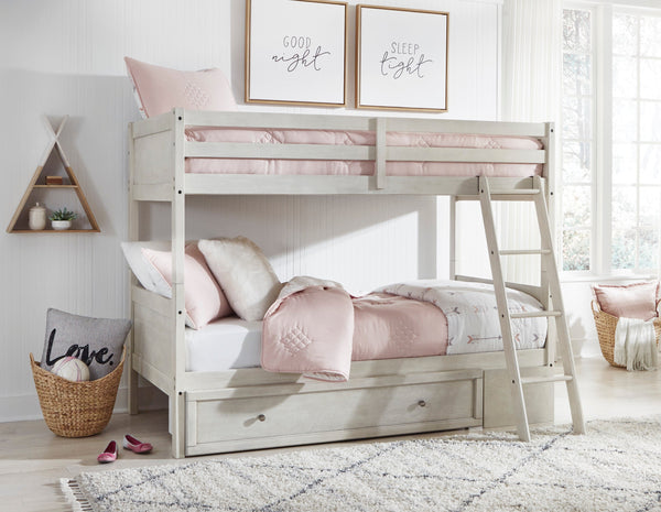 Robbinsdale Antique White Twin/Twin Bunk Bed w/ Ladder