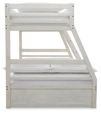 Robbinsdale Antique White Twin over Full Bunk Bed and Mattresses