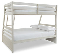 Robbinsdale Antique White Twin over Full Bunk Bed and Mattresses