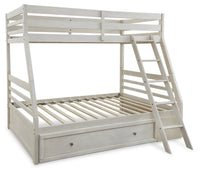 Robbinsdale Antique White Twin over Full Bunk Bed and Mattresses