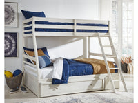 Robbinsdale Antique White Twin over Full Bunk Youth Bed with Storage