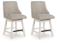 Robbinsdale Antique White Upholstered Swivel Barstool (Set of 2)
