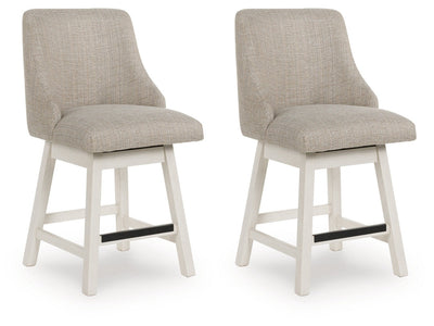 Robbinsdale Antique White Upholstered Swivel Barstool (Set of 2)