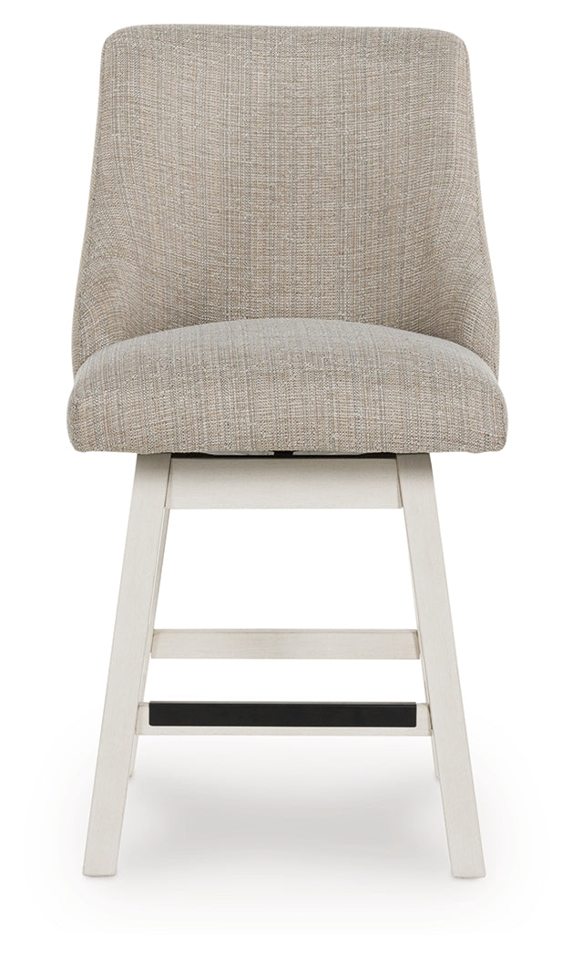 Robbinsdale Antique White Upholstered Swivel Barstool (Set of 2)