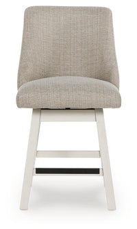 Robbinsdale Antique White Upholstered Swivel Barstool (Set of 2)