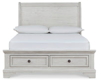 Robbinsdale Antique White Full Sleigh Storage Bedroom Set with Nightstand