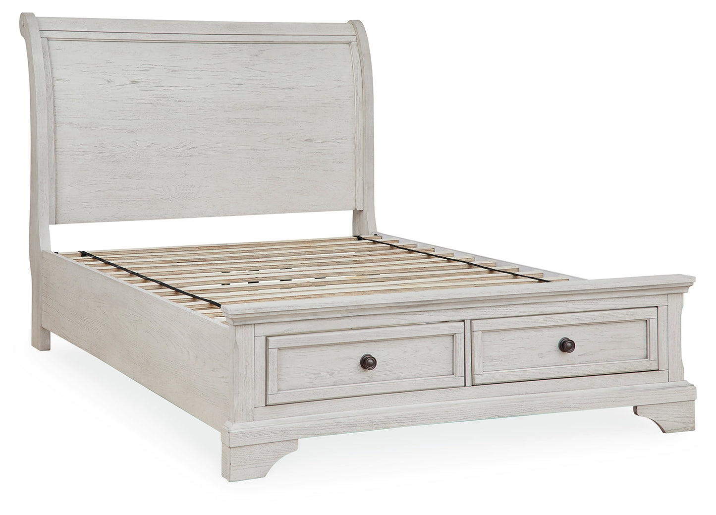 Robbinsdale Antique White Full Sleigh Storage Bedroom Set with Nightstand
