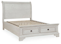 Robbinsdale Antique White Full Sleigh Storage Bedroom Set with Nightstand