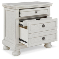 Robbinsdale Antique White Full Sleigh Storage Bedroom Set with Nightstand