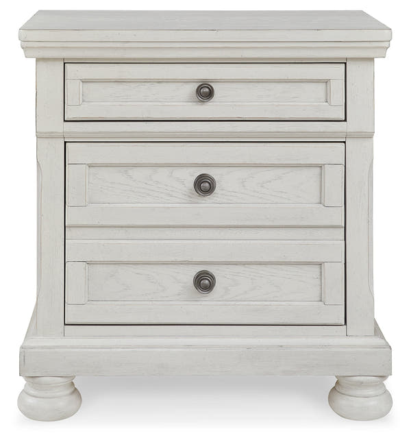 Robbinsdale Antique White Full Sleigh Storage Bedroom Set with Nightstand