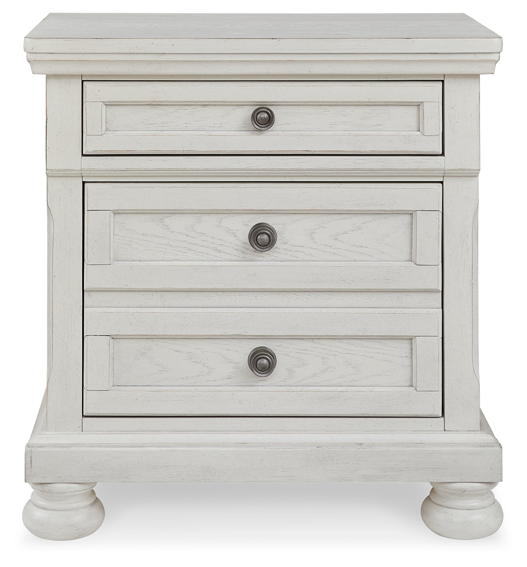 Robbinsdale Antique White Full Sleigh Storage Bedroom Set with Nightstand