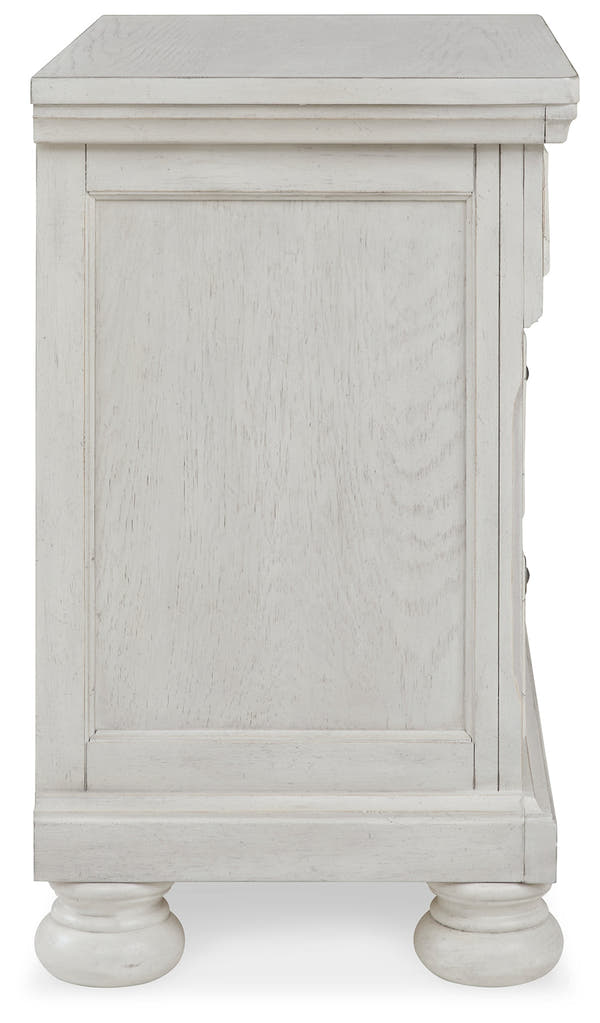 Robbinsdale Antique White Full Sleigh Storage Bedroom Set with Nightstand