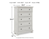 Robbinsdale White Queen Panel Storage Bedroom Set with Dresser, Mirror and Chest