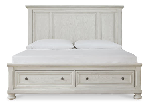 Robbinsdale White Queen Storage Bedroom Set with Dresser, Mirror and Nightstand