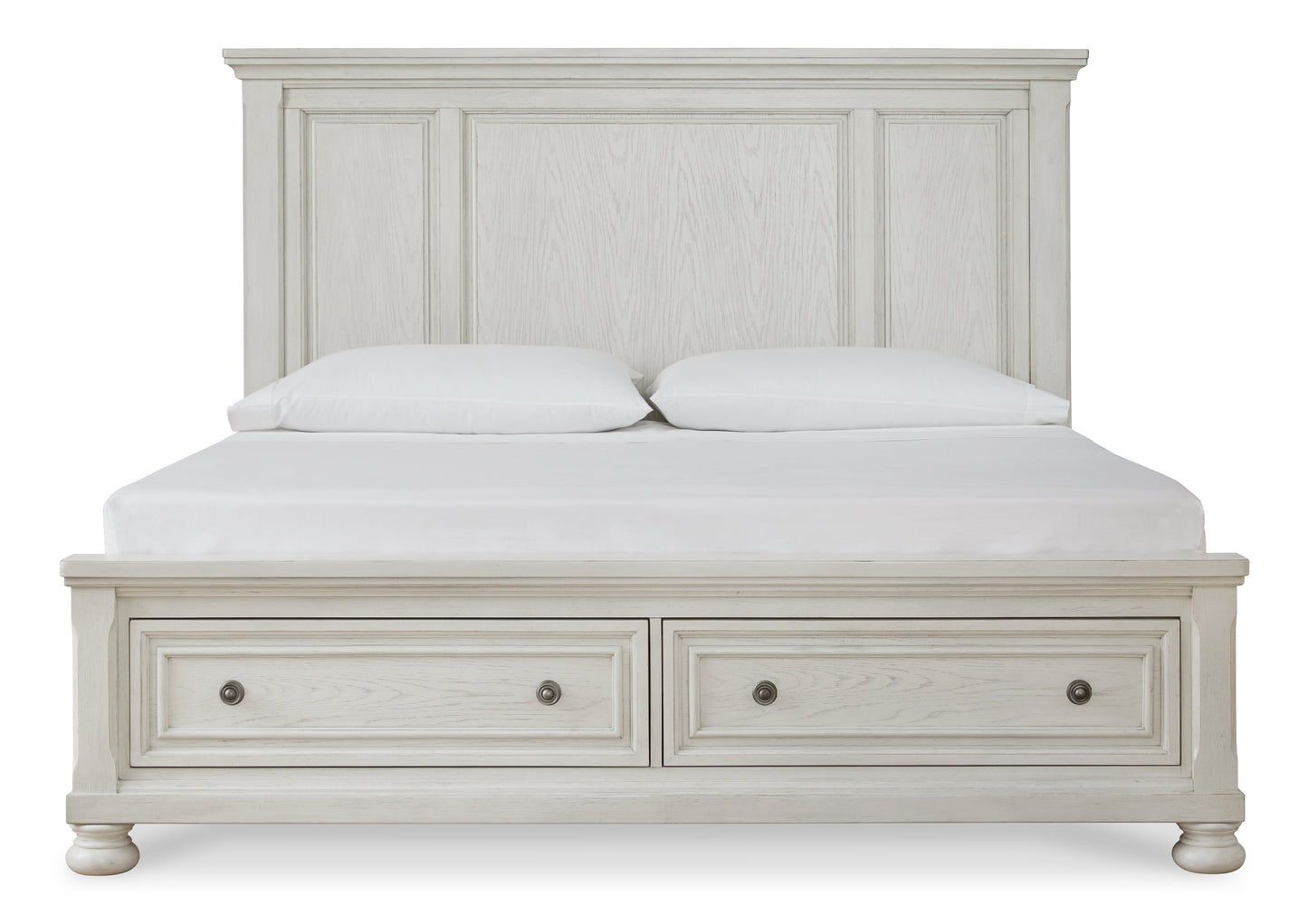 Robbinsdale White Queen Storage Bedroom Set with Dresser, Mirror and Nightstand