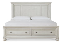 Robbinsdale White Queen Storage Bedroom Set with Dresser, Mirror and Nightstand