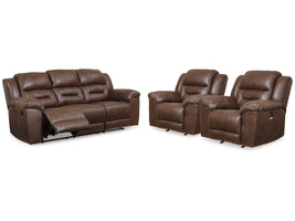 Stoneland Chocolate Reclining Sofa and 2 Power Recliners