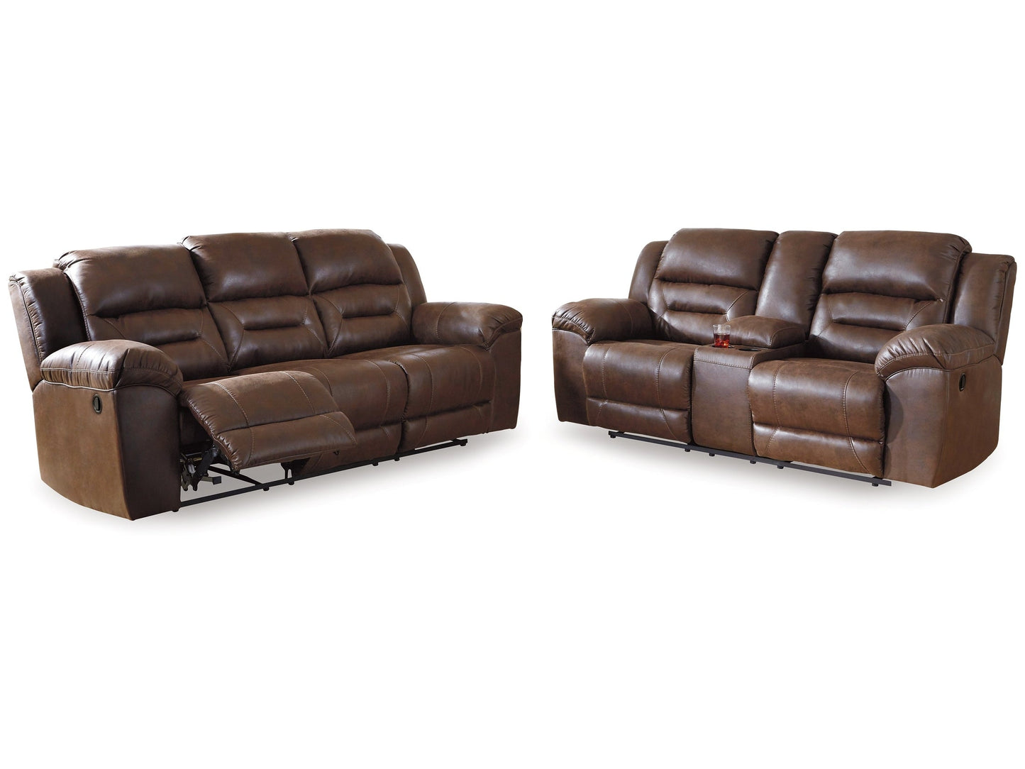 Stoneland Chocolate Reclining Sofa and Loveseat