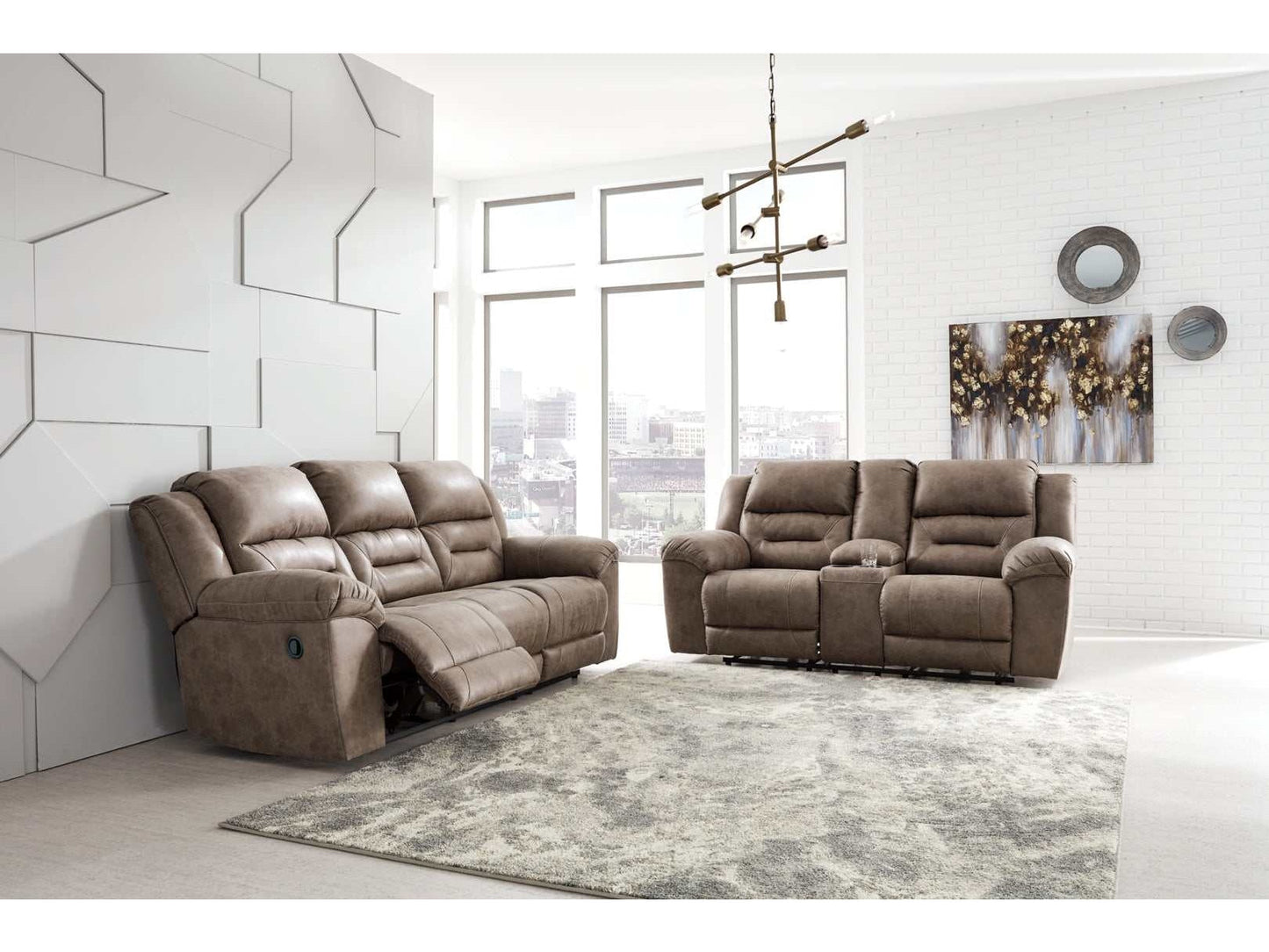 Stoneland Fossil Manual Reclining Living Room Set / 2pc