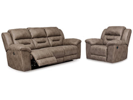 Stoneland Fossil Power Reclining Sofa and Manual Recliner