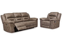 Stoneland Fossil Power Reclining Sofa and Manual Recliner