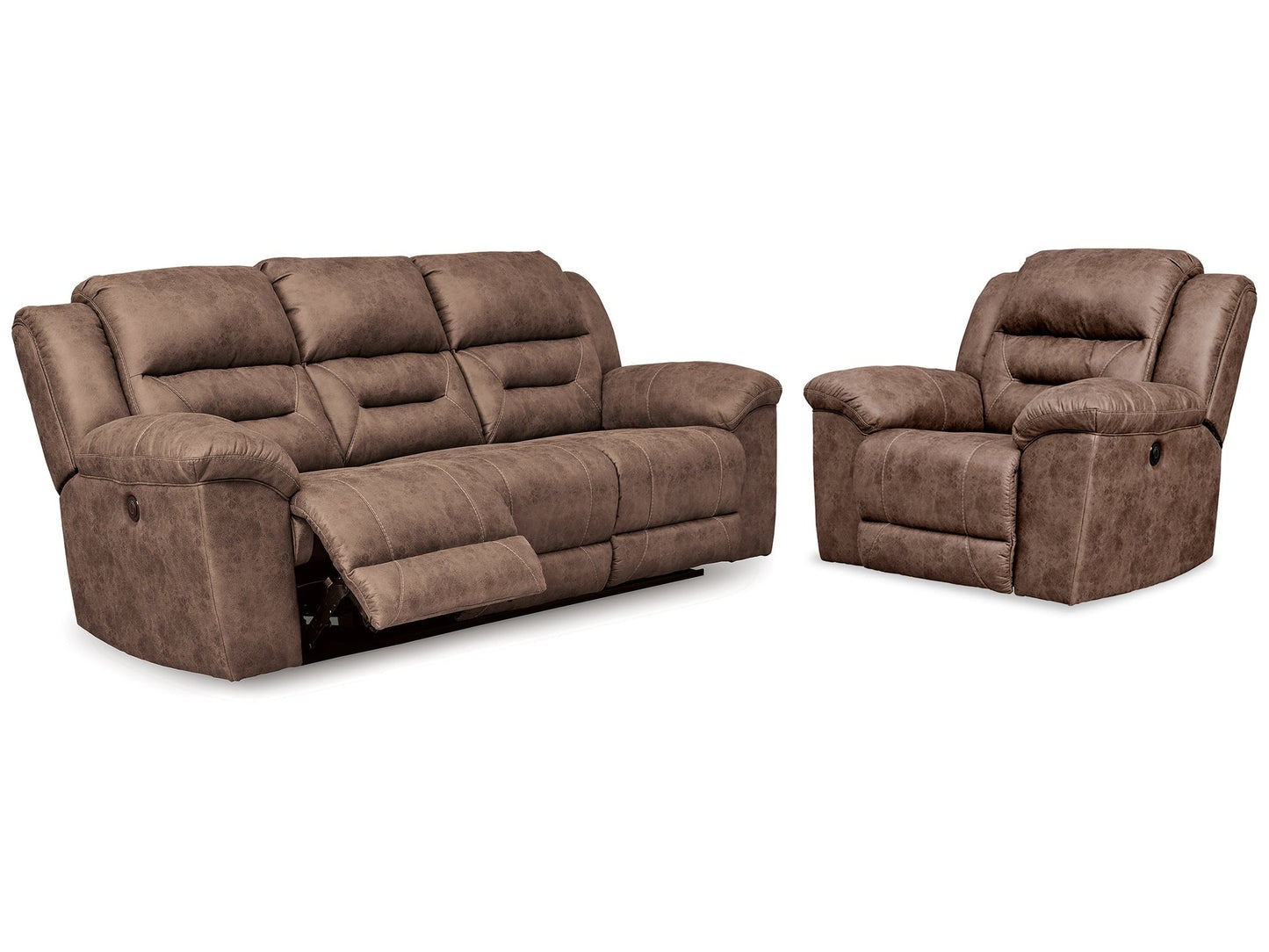 Stoneland Fossil Reclining Sofa & Power Recliner