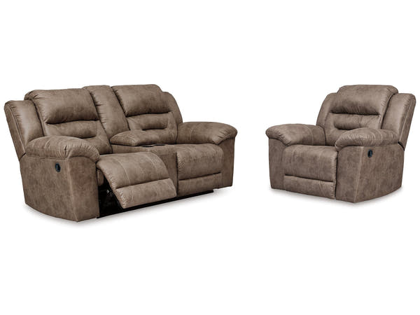 Stoneland Fossil Reclining Loveseat and Recliner