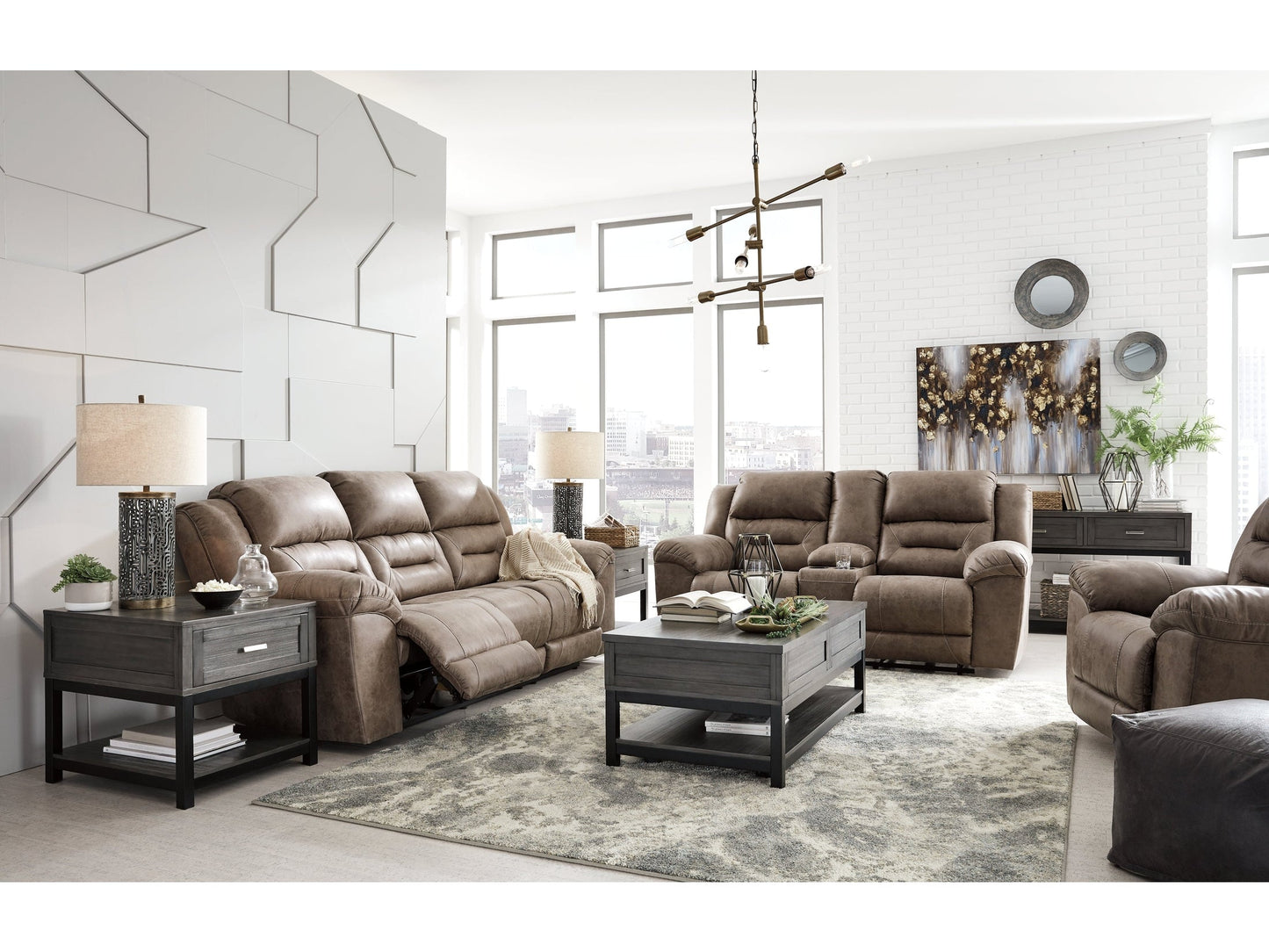 Stoneland Fossil Reclining Sofa, Loveseat and Recliner