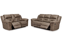 Stoneland Fossil Reclining Sofa and Power Reclining Loveseat