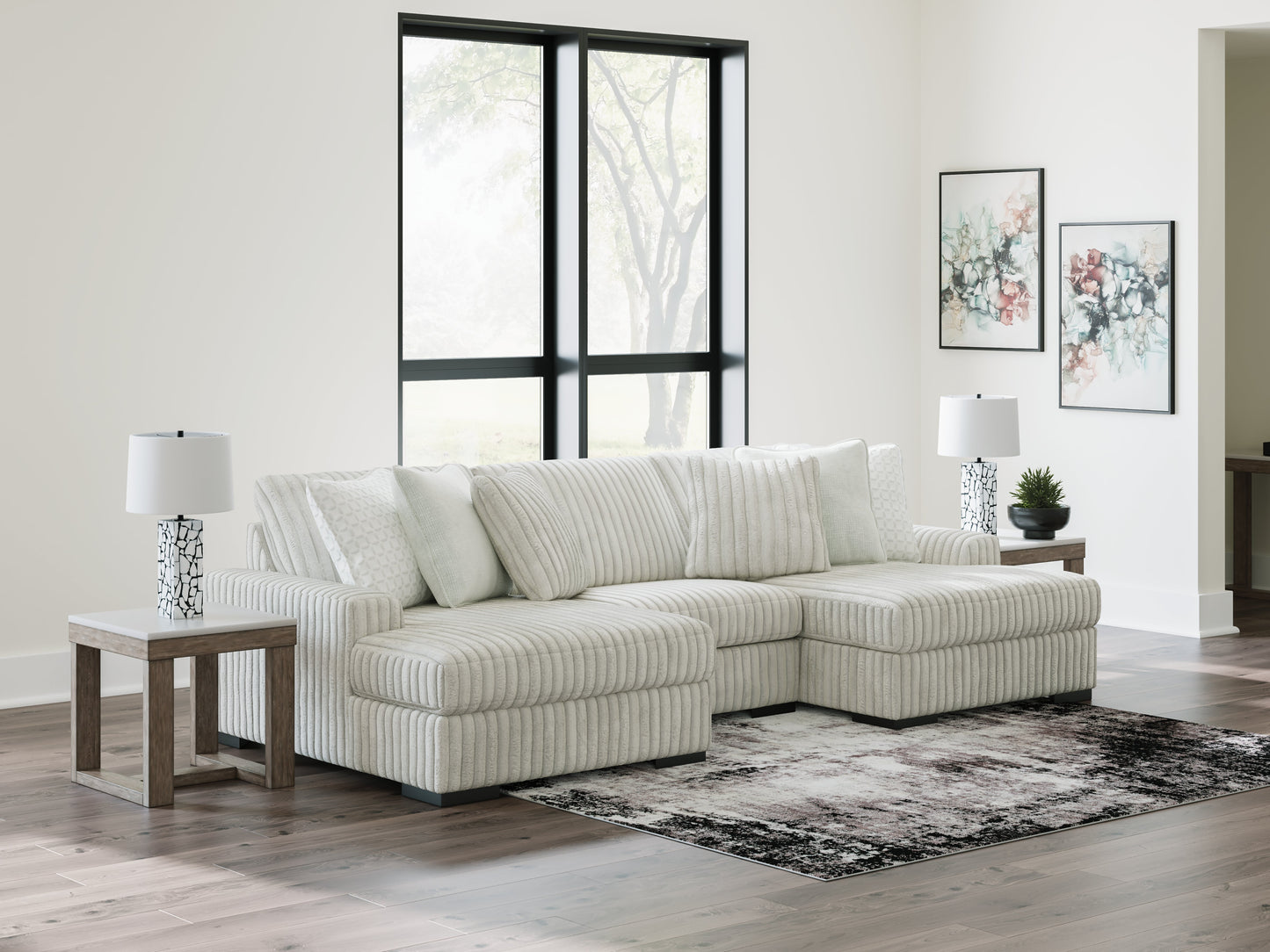Stupendous Alloy 3-Piece Sectional with Double Chaise