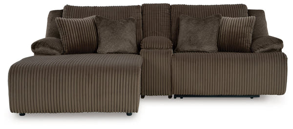 Top Tier Chocolate 3-Piece Reclining Sectional Sofa with LAF Chaise